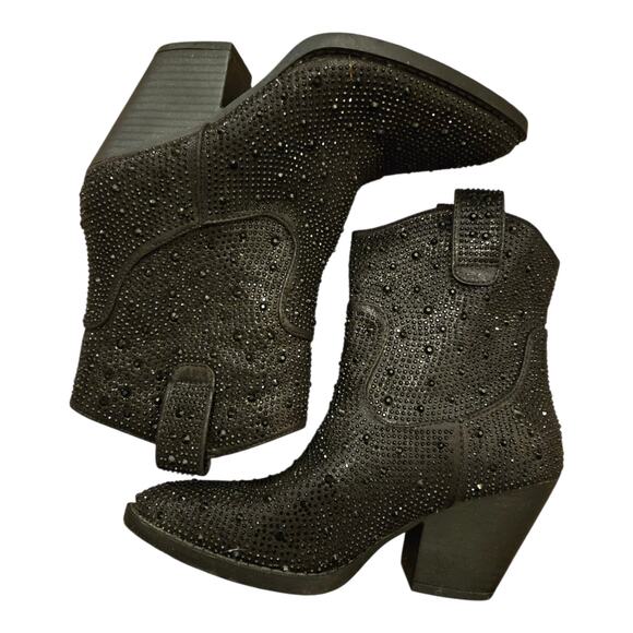 Women's Bling Rhinestone Crystal Cowboy Cowgirl Western Ankle Boot SZ 5.5 - Picture 3 of 8